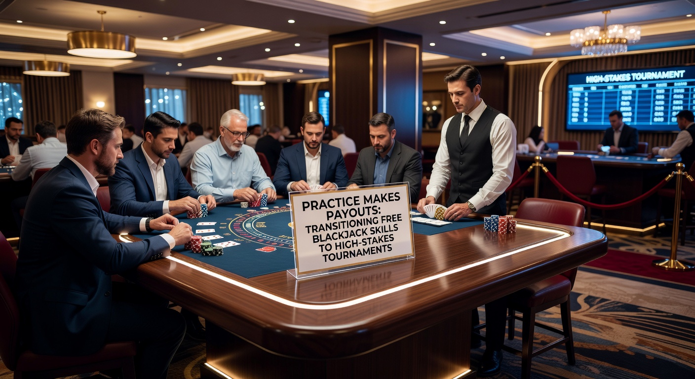 Ein konzentrierter Spieler am Blackjack-Tisch während eines intensiven Trainings, der Karten analysiert und Strategien plant