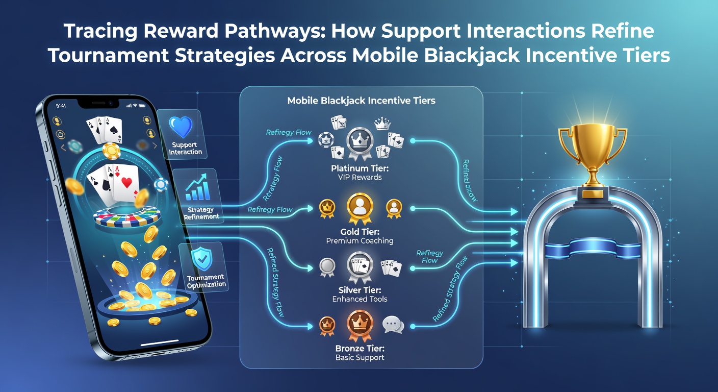 Mobile Blackjack-Schnittstelle mit Anreizstufen und Turnier-Elementen auf einem Smartphone-Display